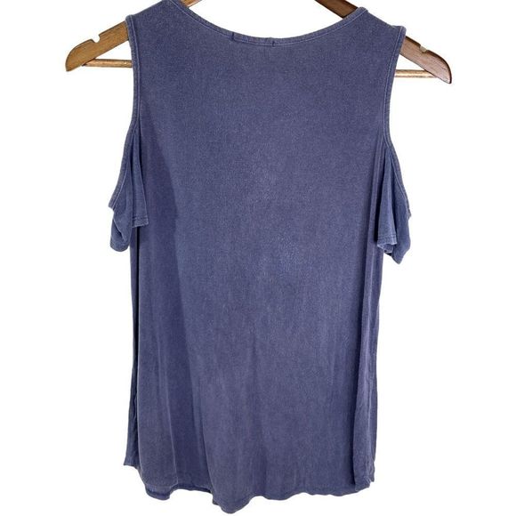 Sweet Claire Dusk Purple Cold Shoulder Blouse Top Size Small - Picture 2 of 4